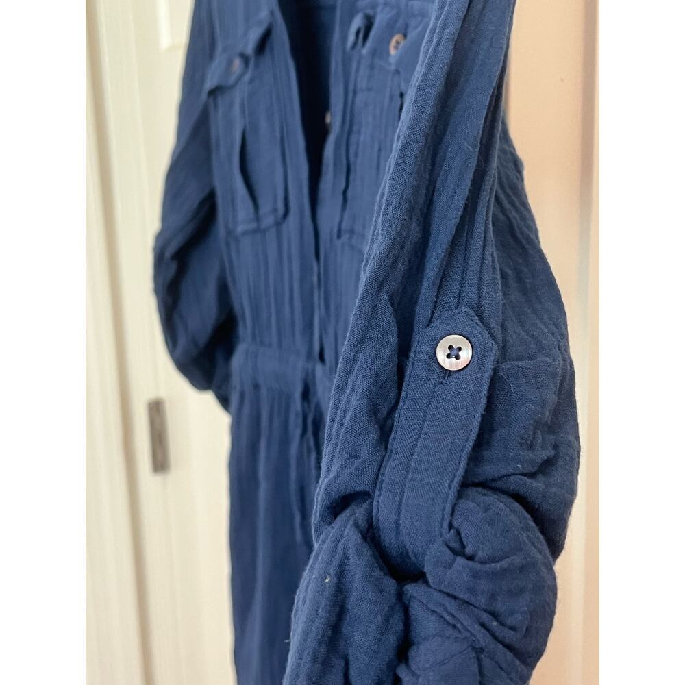 MADEWELL WOMENS 00 ORGANIC COTTON BLUE UTILITY JUMPSUIT BUTTON FRONT LONG SLEEVE - Picture 6 of 10
